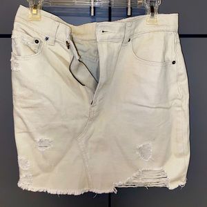 Tan denim BDG skirt, distressed style